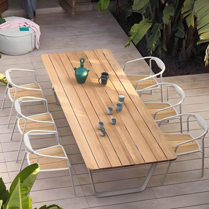 "Farmhouse Aluminum With Arm Open Back Stacking Patio Dining Chair - 6 Piece Set Black Ash"