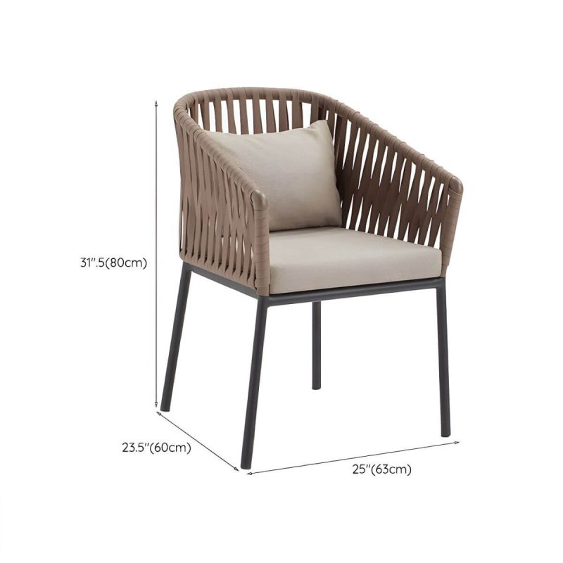 "Dimension of Modern Metal Arm Chair with Brown Wicker Back and Rust-Resistant Steel Frame for Patio Dining - 1 Piece"