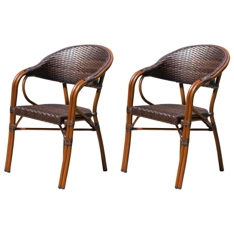 "Modern Style Steel Frame UV and Water Protective Outdoor Dining Chair - 22"L x 23"W x 33"H 2 Piece Set"