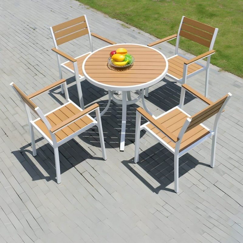 "Contemporary White Dining Table Set with Chairs for Courtyard - Table & Chair(s) 31.5"L x 31.5"W x 29.5"H 4"