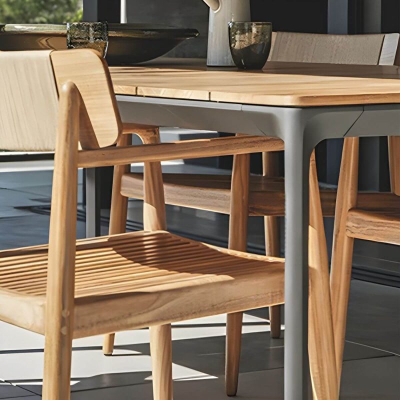 "Brown Patio Table Solid Wood Contemporary Style in Rectangular/Square Shape - Table Only 118.1"L x 35.4"W x 29.5"H"