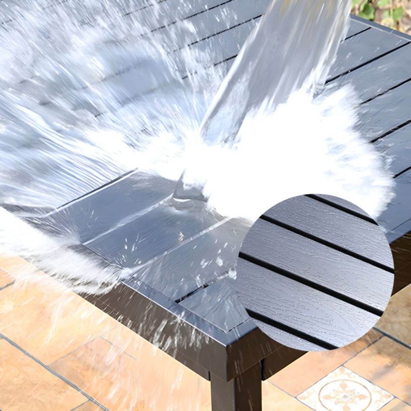 "Black Wooden Patio Table Contemporary Style in Rectangular Shape - Table Only"