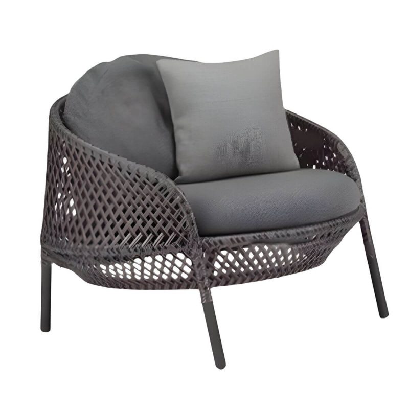 "UV and Water Resistant Patio Sofa 31.49" Wide Outdoor Sofa with Cushion - Black 31.5"L x 31.5"W x 25.5"H"