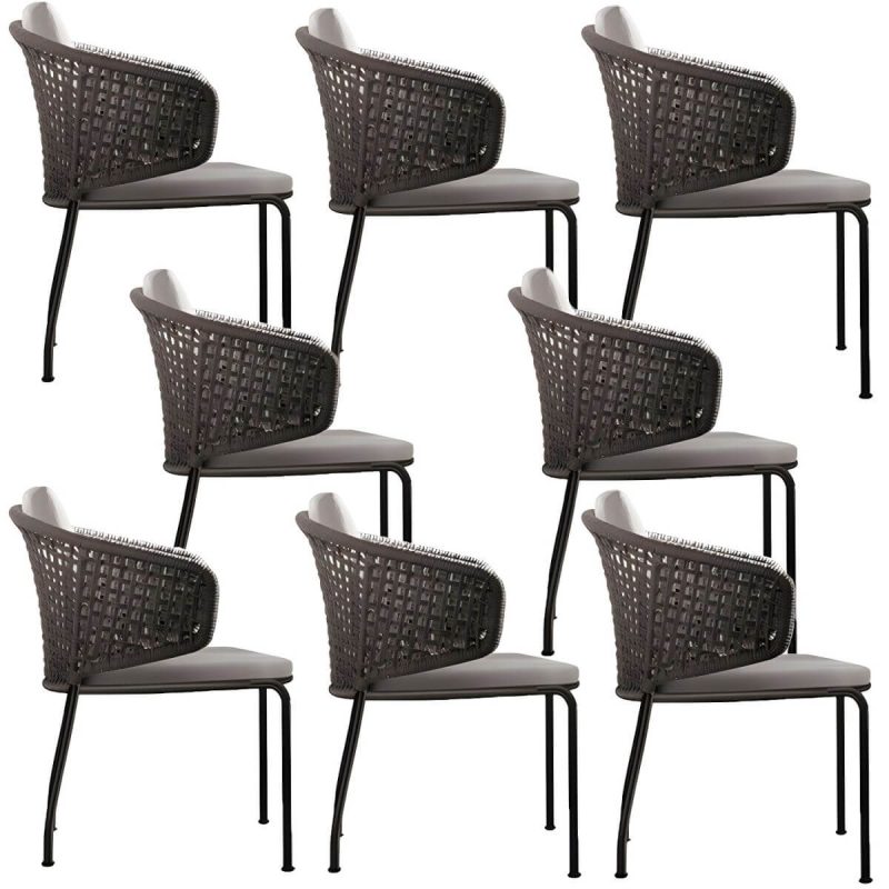 "Tropical Outdoor Chair with Removable Water Repellent Finish Cushion - 24"L x 22"W x 30"H With Arms 8 Piece Set"