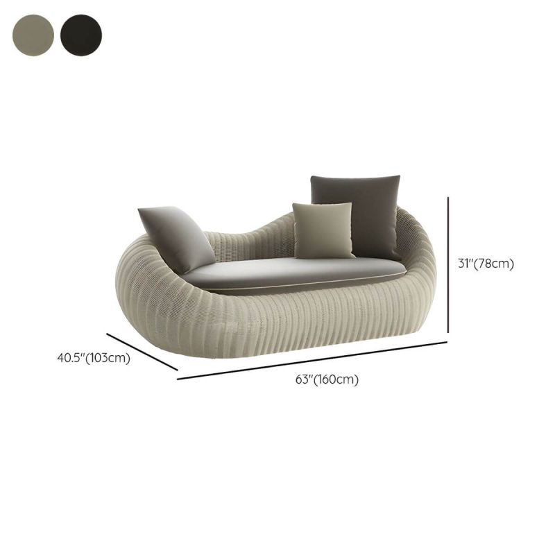 "Dimension of Modern PE Rattan Patio Conversation Set - Not Upholstered, Ottoman Not Included - 2-Seater Sofa Brown"