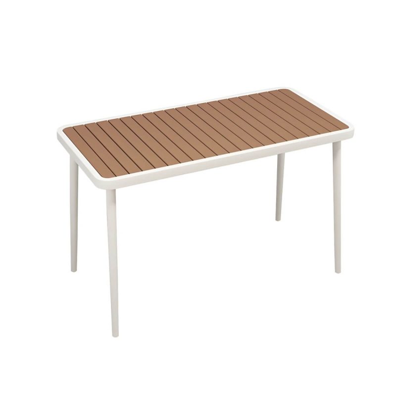 "Brown Wooden Patio Table Contemporary Style in Rectangular/Square Shape - Table Only 47.2"L x 23.6"W x 29.5"H White"