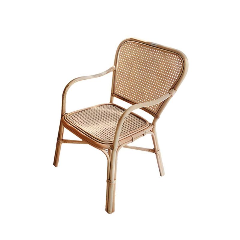 "20" Wide Tropical Rattan Dining Armchair Natural Outdoor Chair - Wood Color 1 Piece"