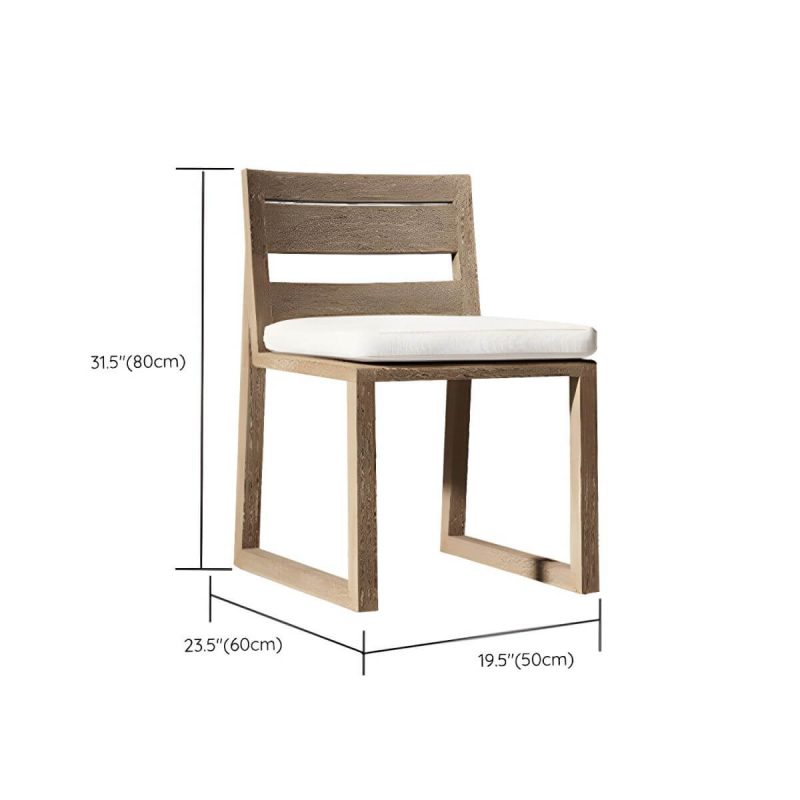 "Dimension of Teak Wood Mid-Century Modern Patio Dining Set in Natural Finish - Chair(s) 20"L x 24"W x 31"H"