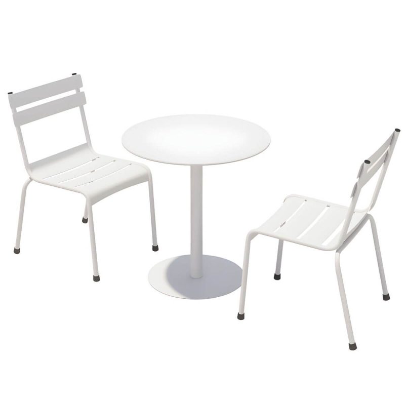 "Iron Waterproof Courtyard Dining Table Combination Modern Multiple Colors - Desk with 2 Chairs Round White"