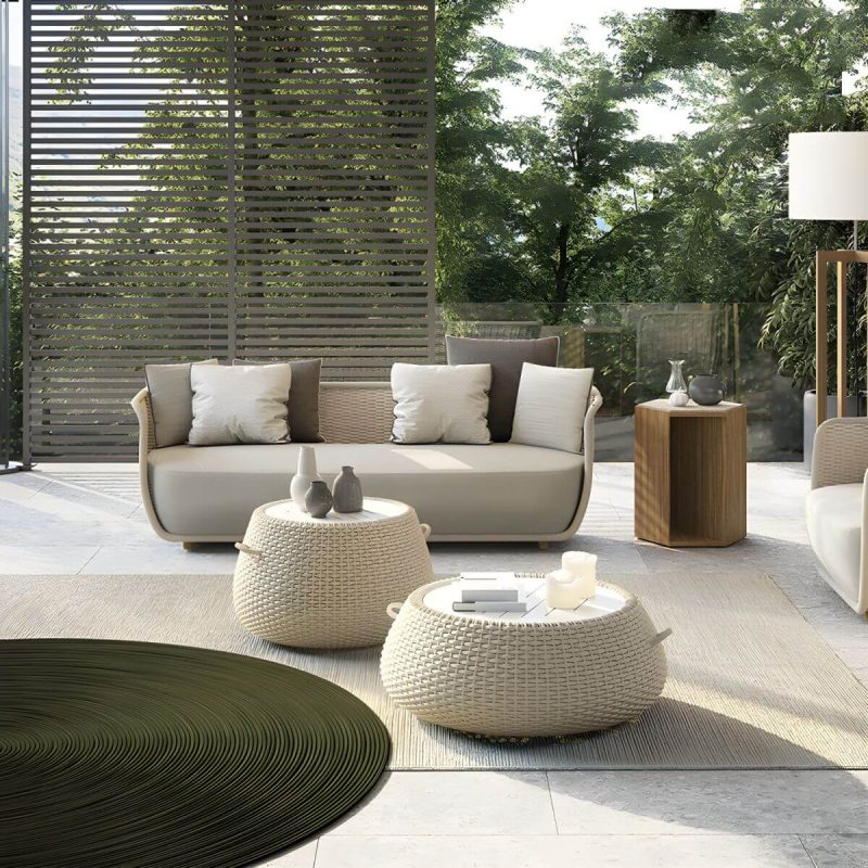 "Rust Resistant Rattan Patio Sofa 1 PC Modern Outdoor Patio Sofa with Cushion - 78.7"L x 31.5"W x 29.5"H Cream Gray"