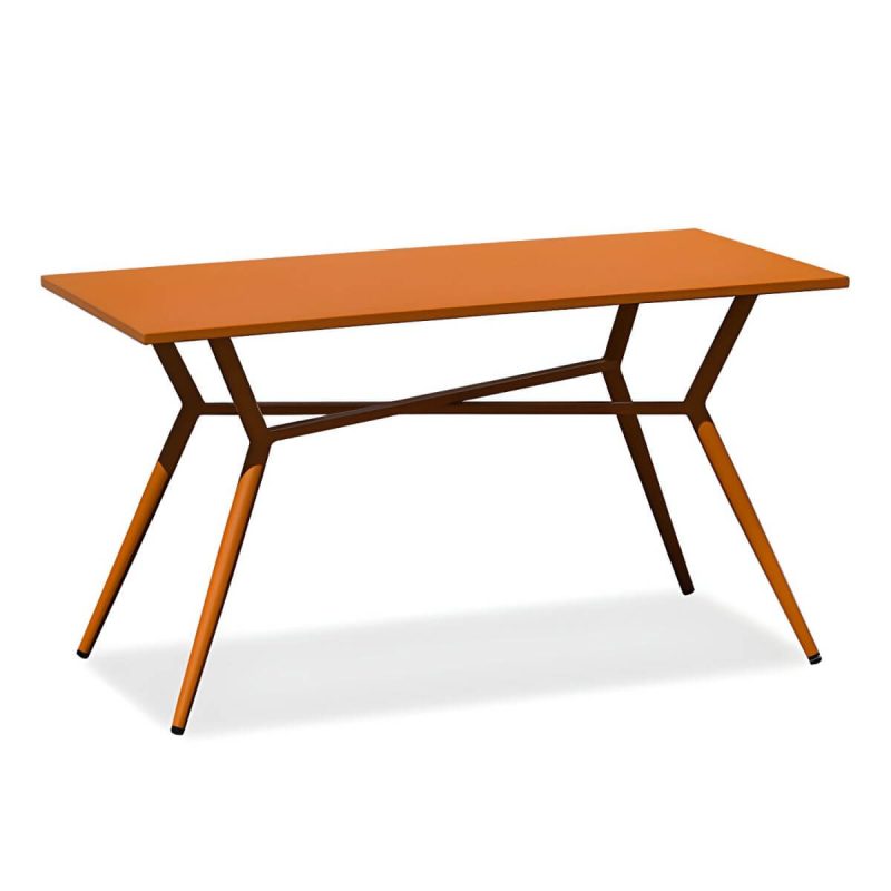 "Traditional Style Patio Table Metal Water Resistant Patio Table - Rectangular Orange Table Only"