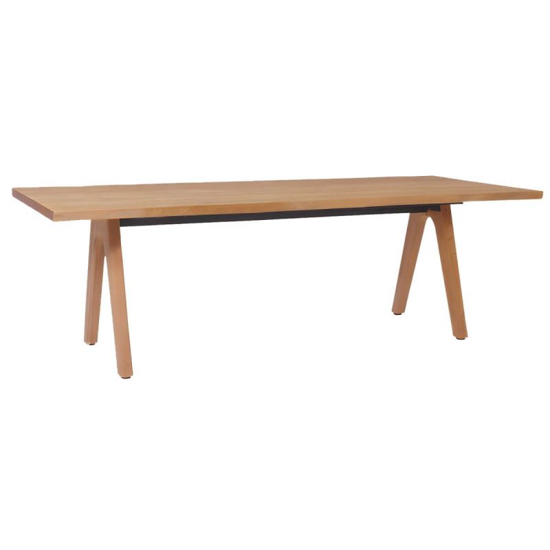 "Solid Wood Top Patio Table Contemporary Style Water Resistant Dining Table - 94.5"L x 39.4"W x 29.5"H Table Only"