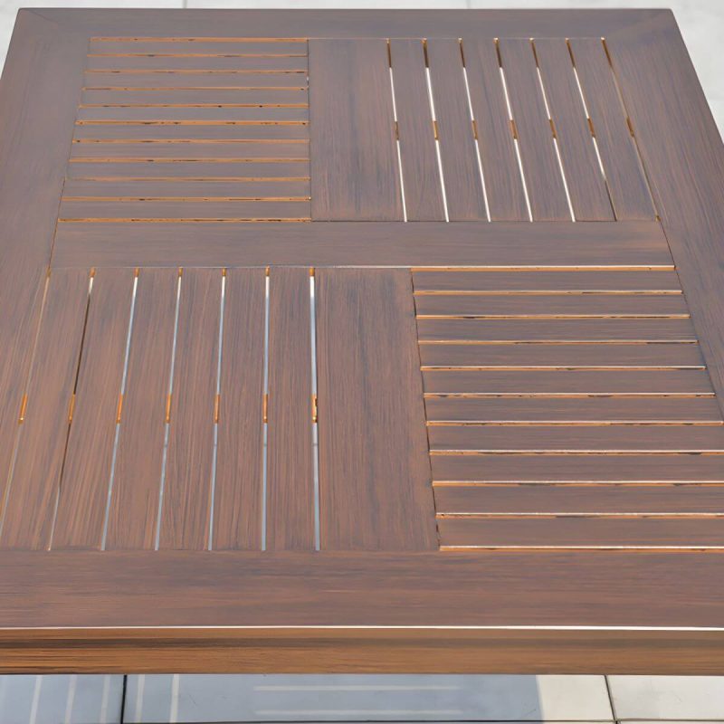 "Traditional Brown Metal Patio Dining Set with Rectangular Table - Table & 6 Chairs 63"L x 35.5"W x 28.3"H"