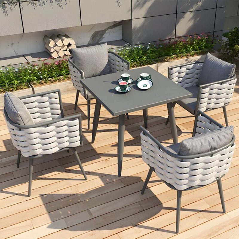 "Contemporary Style 1/3/5/7 Pcs Bistro Set Metal Round Bistro Table Set - 160 x 80 x 75 cm Rectangular Table Zero"