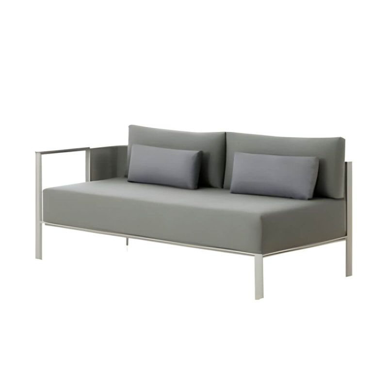 "Metal Water Resistant and UV Resistant 1 Piece Patio Sofa with Cushions - 53"L x 30"W x 28"H Left Armrest Double Seat"