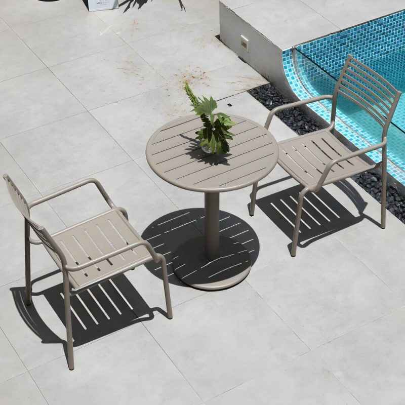 "Metal Modern Standard Height Dining Room Chair and Table Set with Chairs - Table & Chair(s) 25.6"L x 25.6"W x 29.1"H 2 Champagne"
