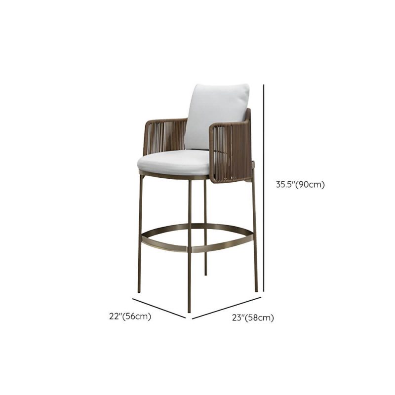 "Dimension of Patio Dining Chair Tropical Aluminum With Arm Upholstered Faux Rattan - 1 Piece 22"L x 23"W x 35"H"