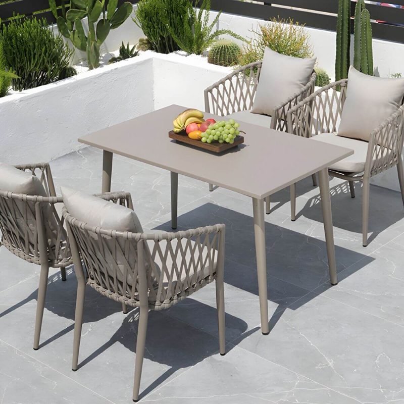 "Modern Metal Dining Room Chair and Table Set with Standard Gray Table - Table & Chair(s) 47"L x 28"W x 29"H 4"