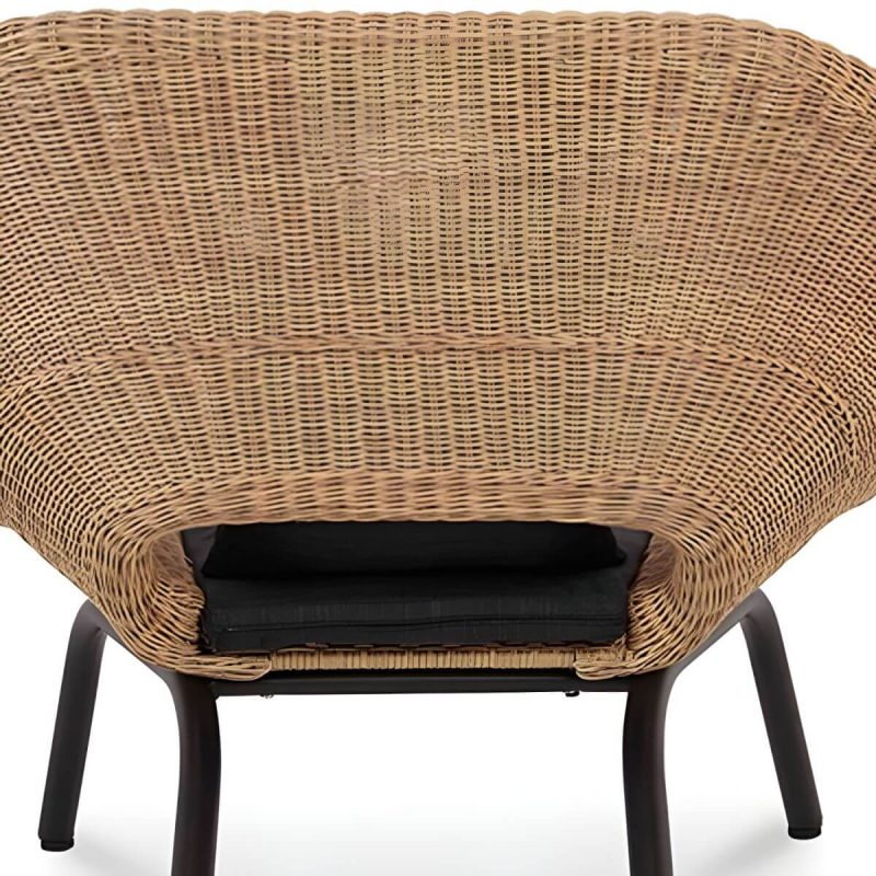 "Tropical Rattan and Metal Frame Outdoor Sofa Water Resistant Patio Sofa - 1-Seater Sofa"