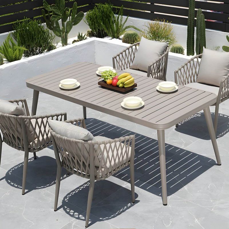 "Modern Metal Dining Room Chair and Table Set with Standard Gray Table - Table & Chair(s) 70.9"L x 33.5"W x 29.5"H 4"