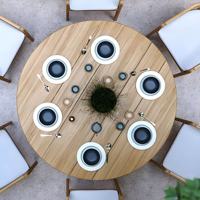 "Solid Wood Top Patio Table Contemporary Style Water Resistant Dining Table - 110.2"L x 39.4"W x 29.5"H Table Only"