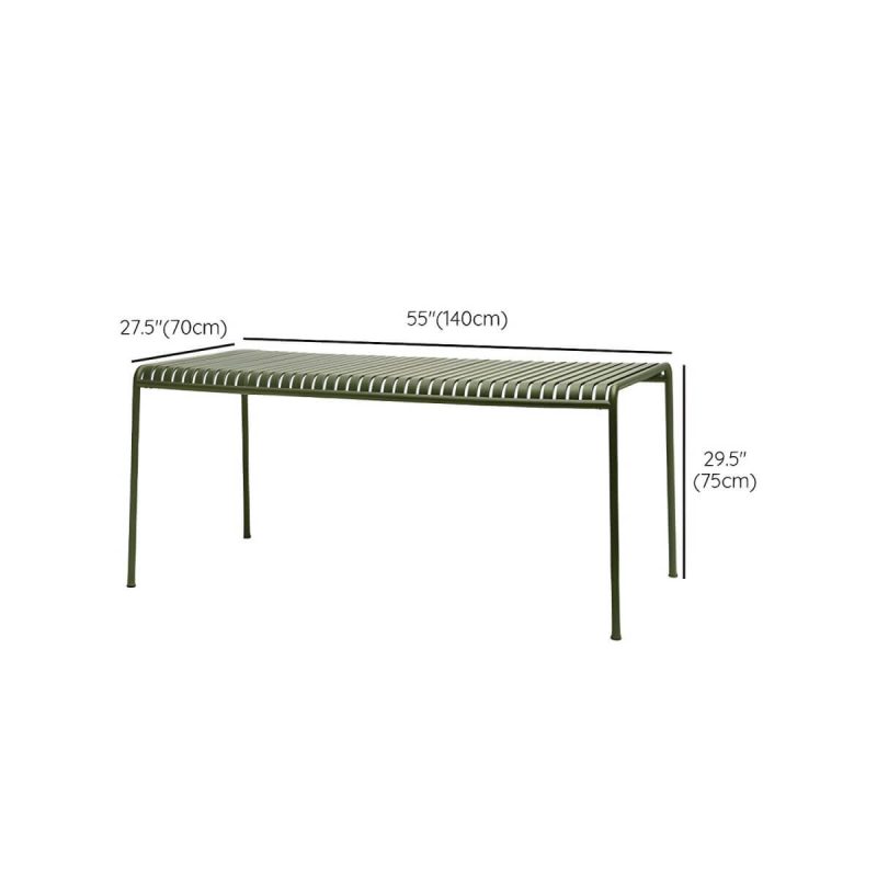 "Dimension of Modern Iron Dining Table Outdoor Patio Table with Metal Frame - Table Only 140 x 70 x 75 cm"