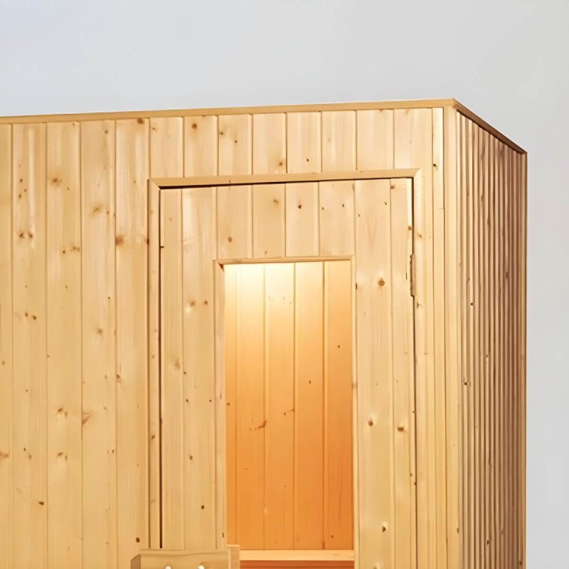"Indoor / Outdoor Fir Wood Sauna with Tempered Glass Door and Vents Included - 59"L x 59"W x 82"H"