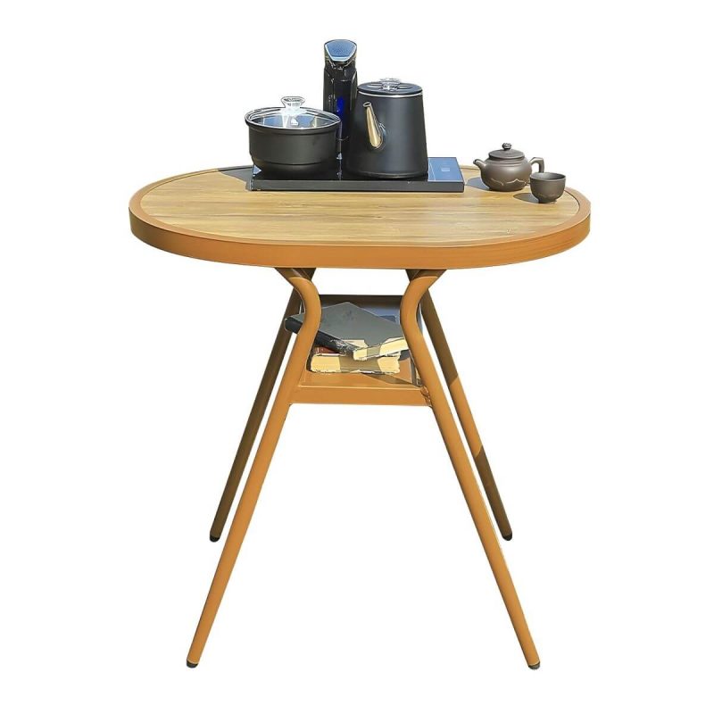 "Oval Metal Patio Table Contemporary Style Water Resistant in Brown - 31"L x 24"W x 29"H"