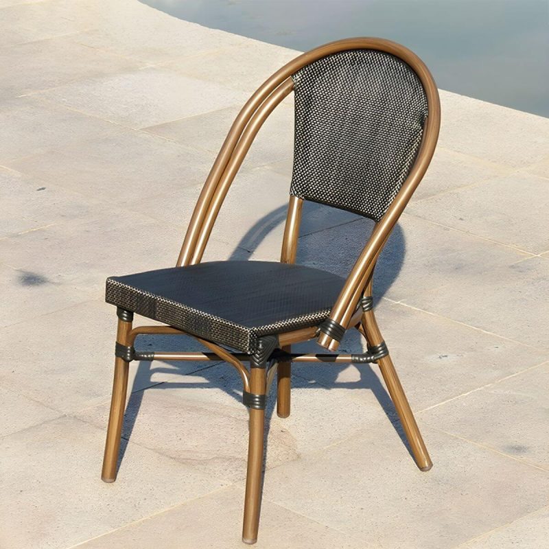 "Modern Style Steel Frame UV and Water Protective Outdoor Dining Chair - 17"L x 17"W x 31"H 4 Piece Set"