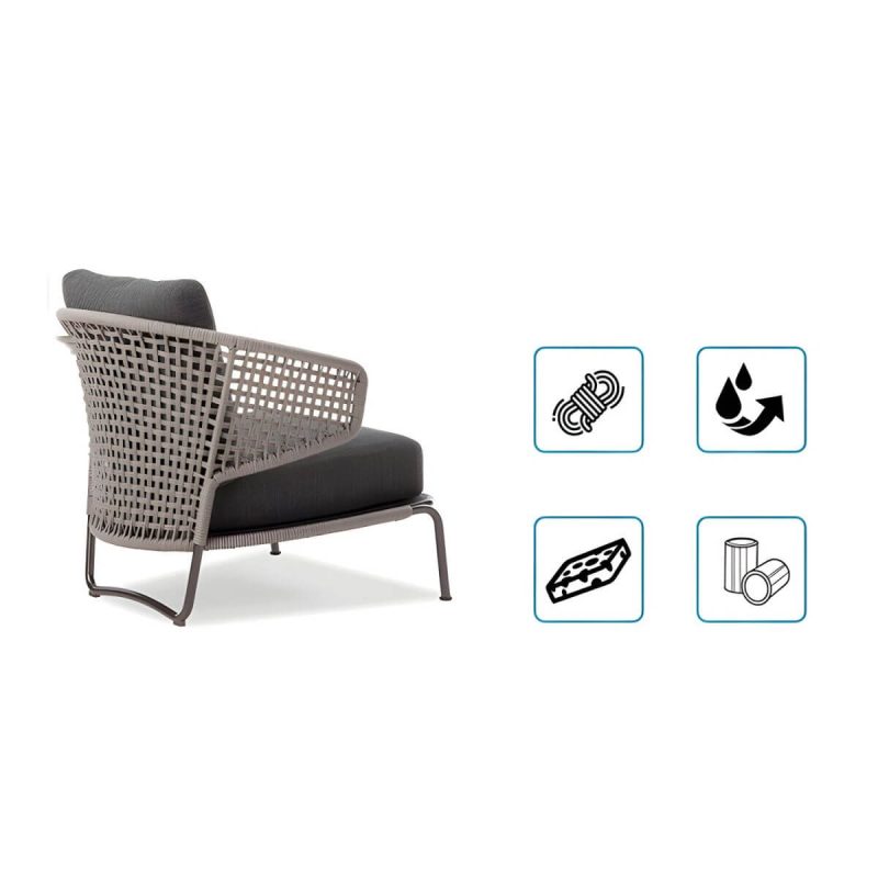 "Tropical Outdoor Chair with Removable Water Repellent Finish Cushion - 26"L x 28"W x 31"H With Arms 8 Piece Set"