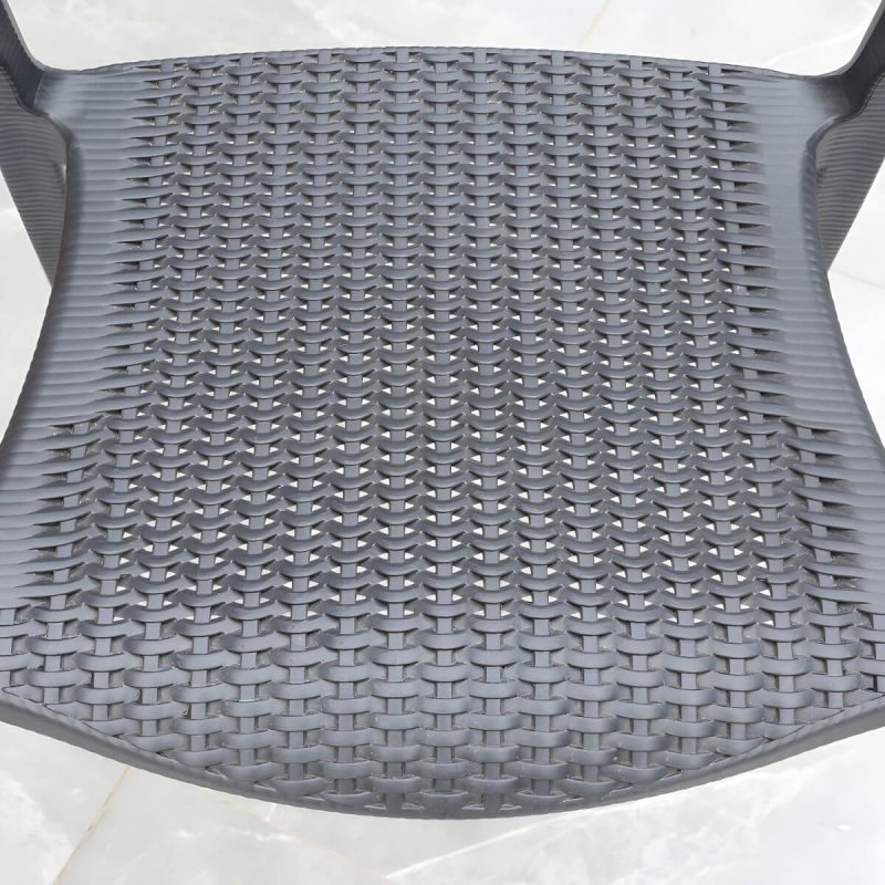 "Contemporary Black Plastic Outdoor Bistro Chairs with Arms and 4 Legs - 4 Piece Set"
