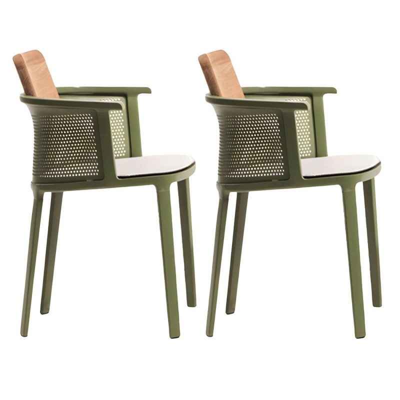 "Metal Coastal With Arm Solid Wood Black Outdoor Bistro Chairs - 2 Piece Set 57 x 50 x 77 cm Stainless Steel"
