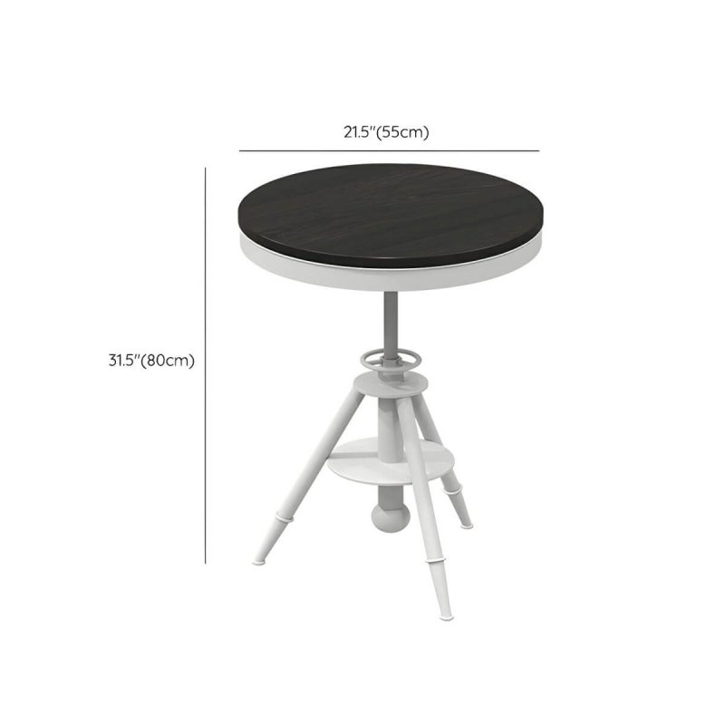 "Dimension of White Pine Patio Table Contemporary Style Round Shape with Metal Legs - Table Only"
