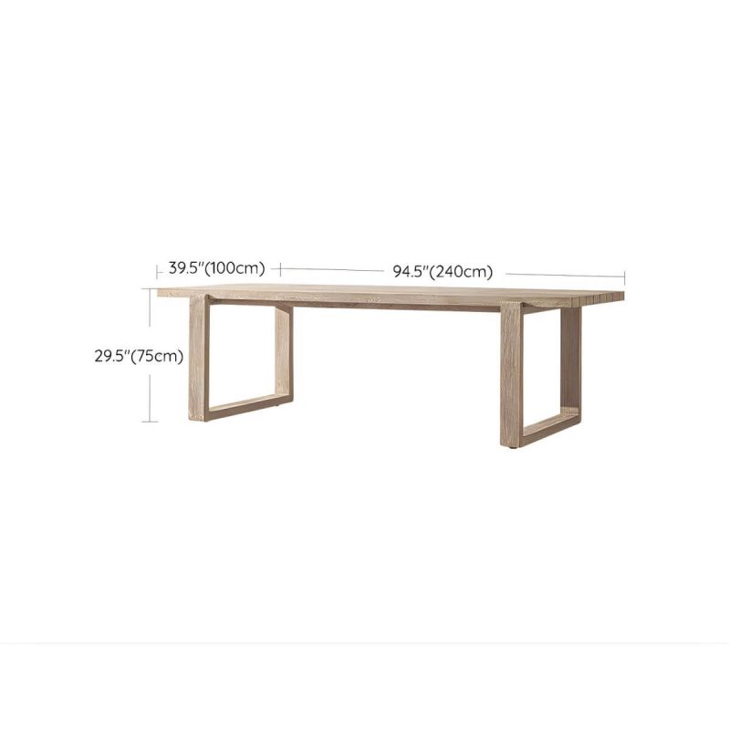 "Dimension of Stylish Teak Wood Patio Dining Set with Bench for Outdoor Gatherings - Table 94.5"L x 39.4"W x 29.5"H"