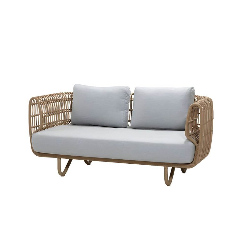 "Tropical Rattan Accent Outdoor Patio Sofa with Slipcovered Cushion - 59.1"L x 31.5"W x 29.5"H Symmetrical"