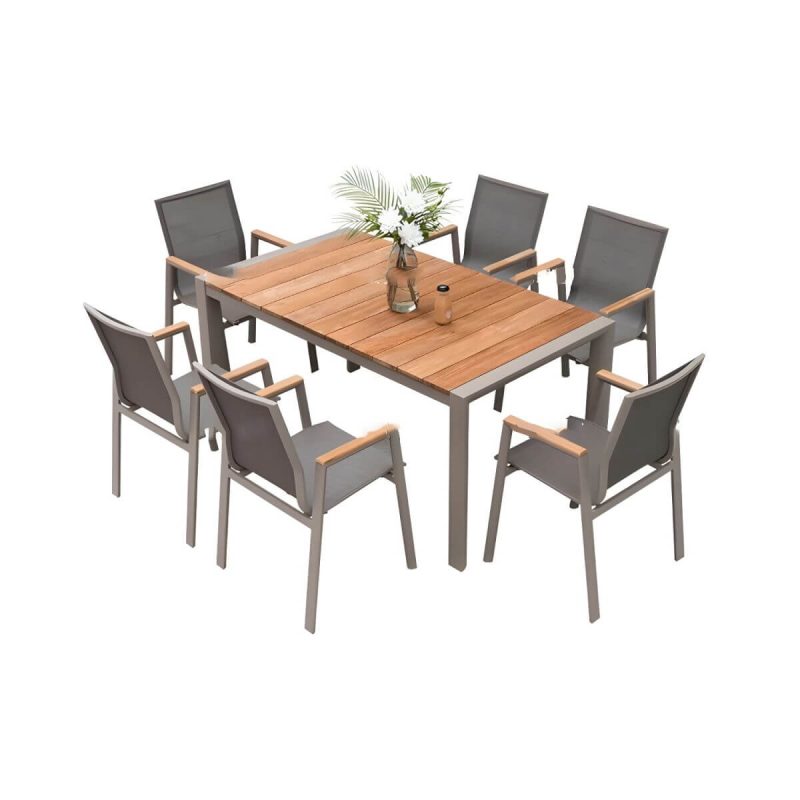 "Contemporary Brown Dining Room Set with Rectangular Table and Chairs Dining Set - 63"L x 35.4"W x 29.5"H Table & Chair(s) 6"