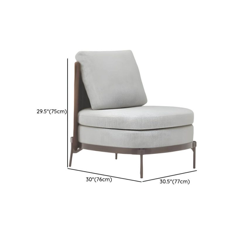 "Dimension of Waterproof Wicker/Rattan Modern Sofa with Upholstered Cushions and Pillows - Brown - Armless Single Chair"
