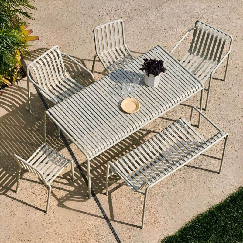 "Grey Metal Patio Table Contemporary Style Water Resistant for Outdoors - Table Only 23.6"L x 23.6"W x 29.5"H Square"