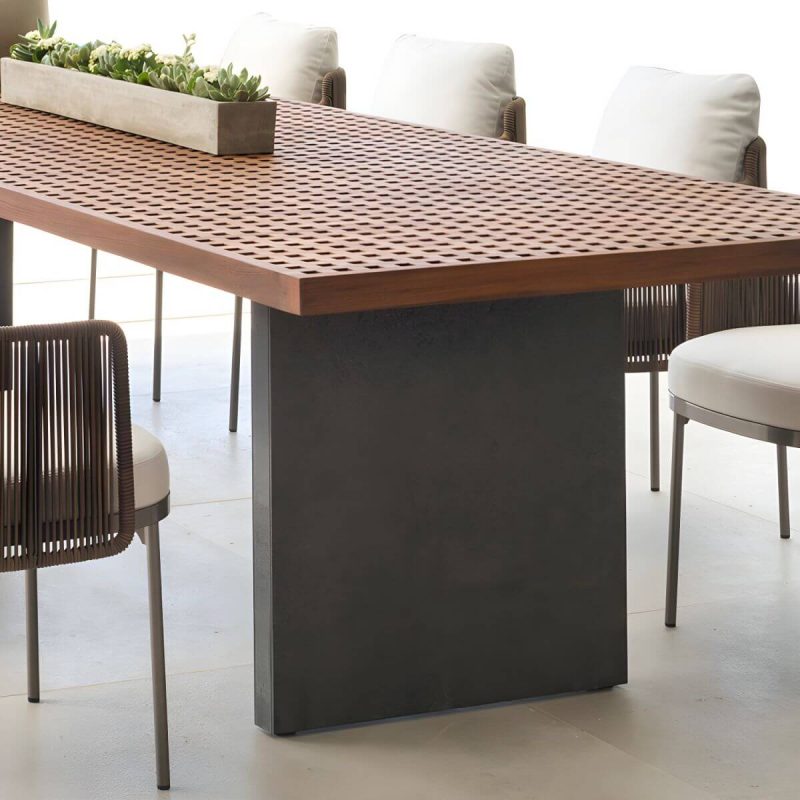 "Solid Wood Top Patio Table Contemporary Rectangle Patio Table - 27.6"L x 27.6"W x 23.6"H Round Table Only"