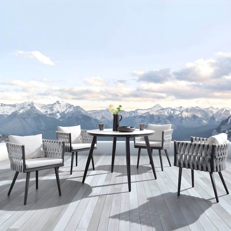 "Bohemian Style Dining Set 1/4/5/7 Pieces Wood Dining Table Set for Patio - Table & Chair(s) 39.4"L x 39.4"W x 29.5"H 4 White"