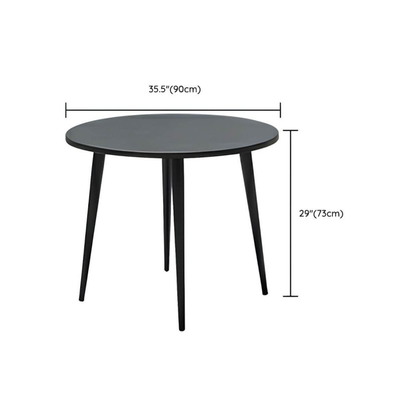 "Dimension of Modern Metal Patio Table without Umbrella Hole - Black Frame, Non-extendable - Table Only 35.4"L x 35.4"W x 28.7"H"