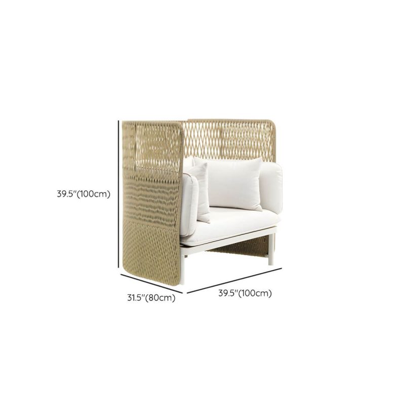 "Dimension of Tropical with Cushions UV Resistant White Fabric Outdoor Patio Sofa - 39.4"L x 31.5"W x 39.4"H"