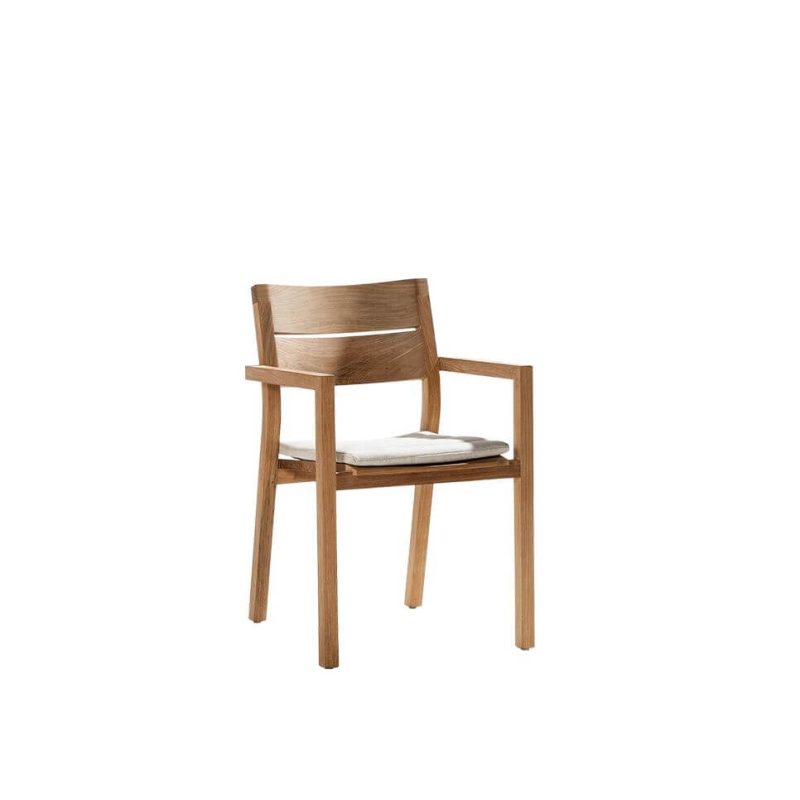 "Art Deco Teak Dining Chair with Natural Color Seating, All-weather Durability, Chair(s)"