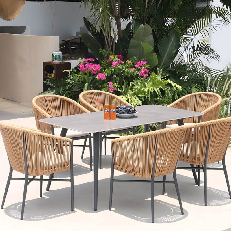 "Mid-Century Modern Dining Table Set with 4 Legs Chair for Outdoors - Table & Chair(s) 63"L x 31"W x 29"H 6"