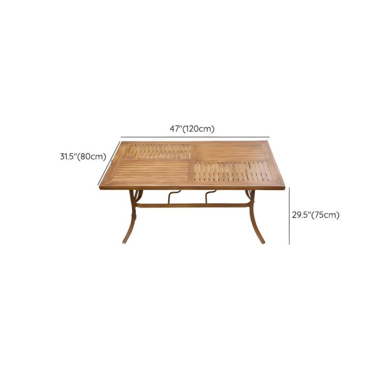 "Dimension of Modern Natural Metal Patio Dining Set with Upholstered Chairs - Table & 4 Chairs 47.2"L x 31.5"W x 29.5"H Rectangular"