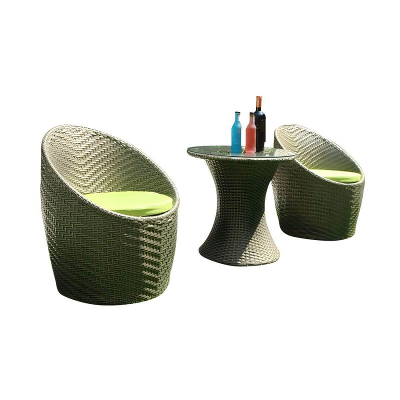 "Round Shape Green Dining Table Set with 1/2 Chairs for Courtyard - Table & Chair(s) 1"