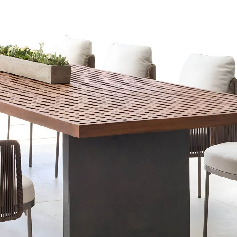 "Solid Teak Wood Square Patio Dining Table with UV Resistant Finish - Table Only 70.9"L x 35.5"W x 29.1"H"