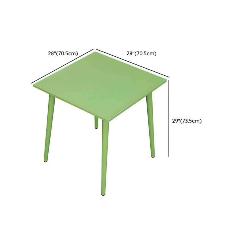 "Dimension of Contemporary Dining Table Set with Green Metal Top for Courtyard - Table & Chair(s) 28"L x 28"W x 29"H 4"