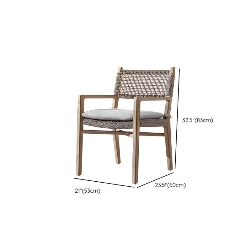 "Dimension of Traditional Teak Natural Solid Wood Stacking Upholstered Outdoor Bistro Chairs - 1 Piece With Arms 45 Density Foam"