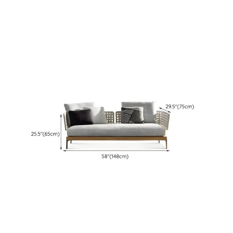 "Dimension of Scandinavian Patio Sofa Water Resistant Gray Outdoor Patio Sofa - Sofa Aluminum 58"L x 30"W x 26"H"